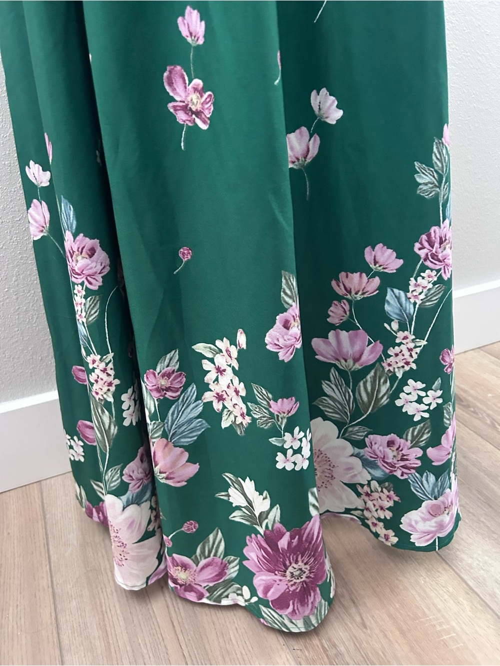 Emerald Green Strapless Smocked Floral Maxi Dress - Picture 3 of 3